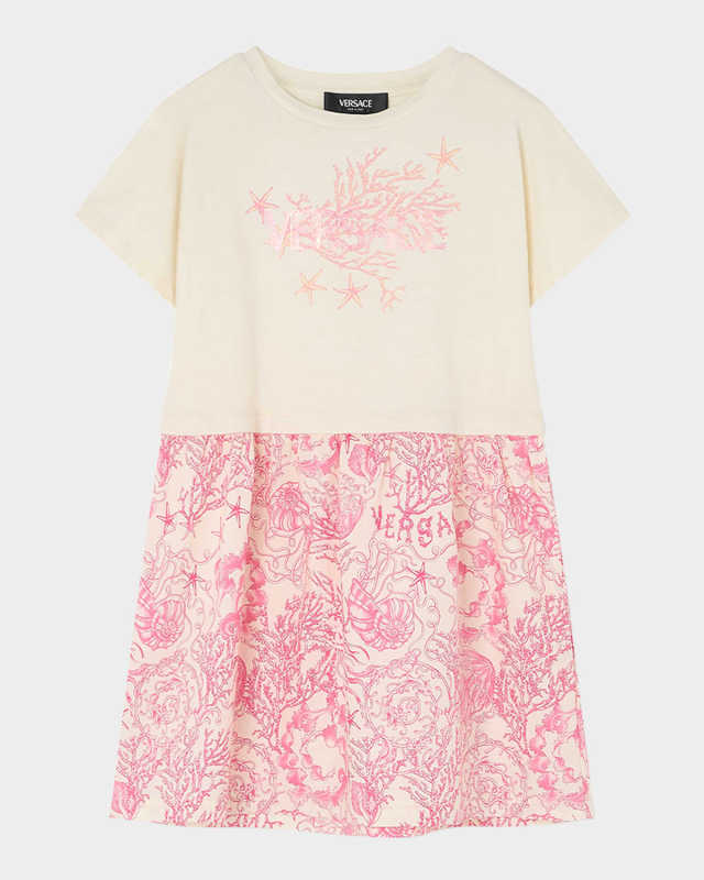 Girl's Two-Tone Logo-Print Dress, Size 6-14